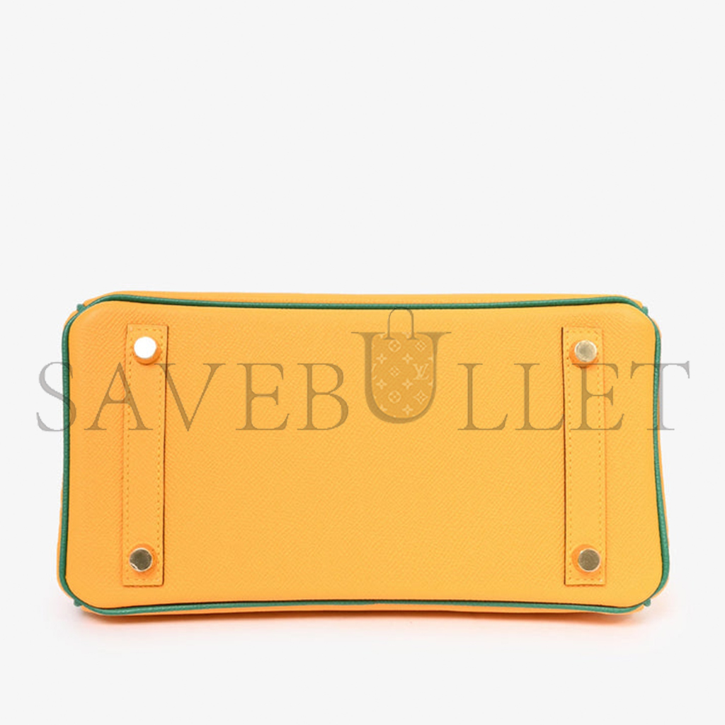 H**mes master birkin 30 togo leather sun yellow and peacock green with gold buckle bag h028365cc30 (30*23*15cm)